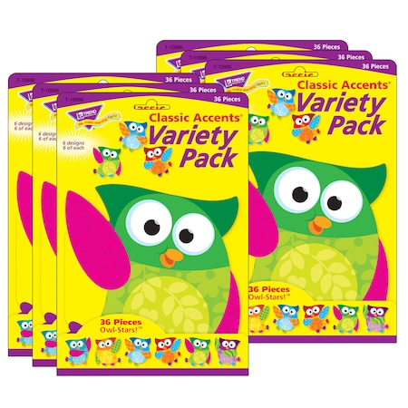 Trend Enterprises Owl-Stars!® Classic Accents® Variety Pack, 36 Pieces, PK3 T10996